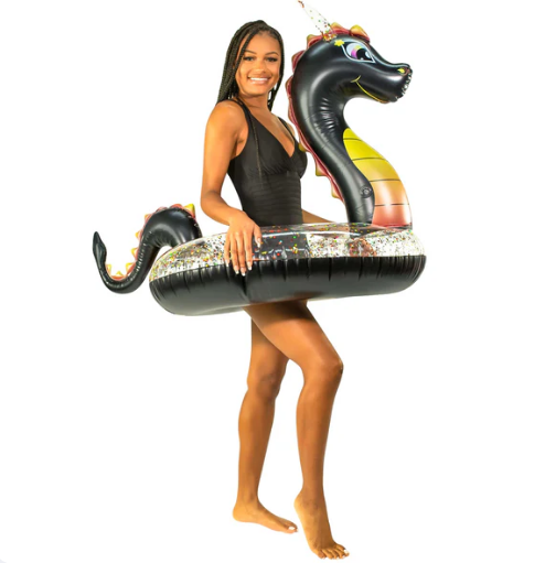 Inflatable Sea Dragon Pool Tube 40 Inch Glitter